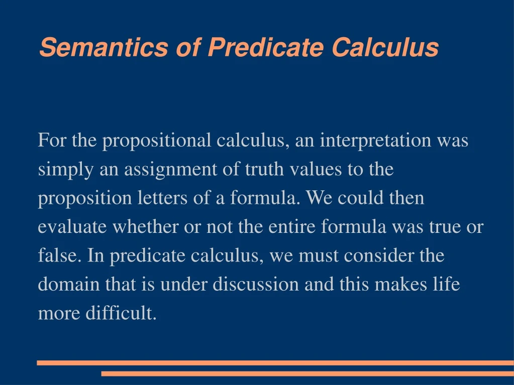 semantics of predicate calculus