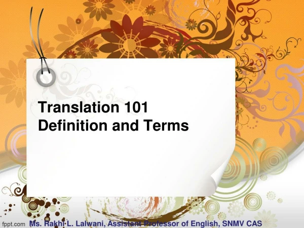 Translation 101  Definition and Terms