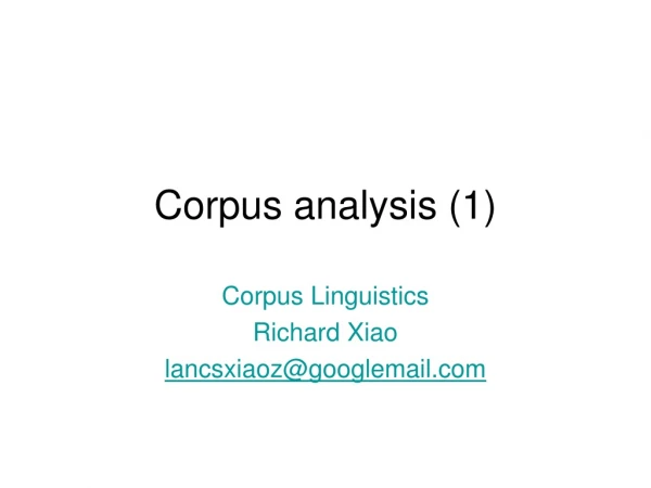 Corpus analysis (1)