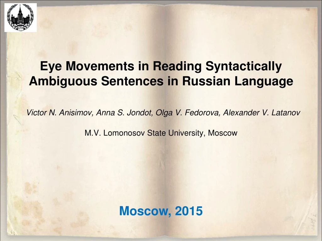eye movements in reading syntactically ambiguous