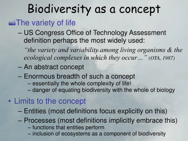 Biodiversity as a concept