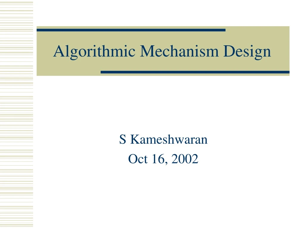 algorithmic mechanism design