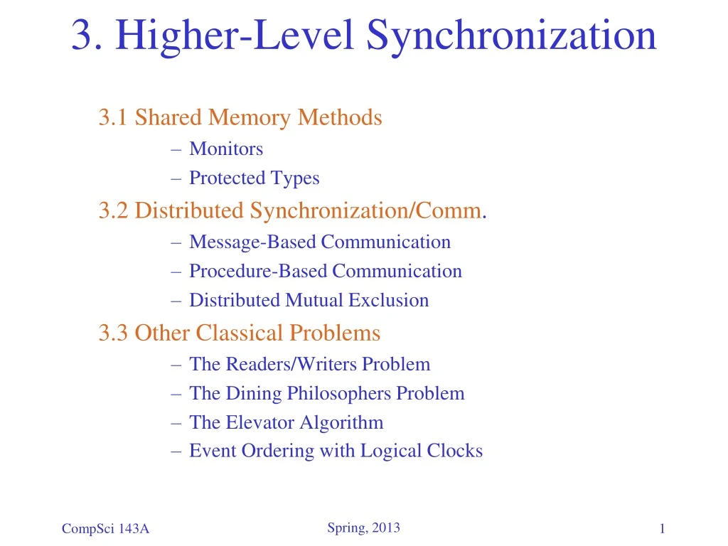 3 higher level synchronization