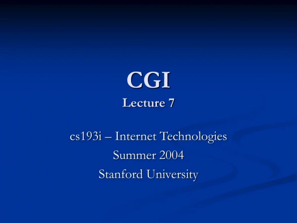 CGI Lecture 7