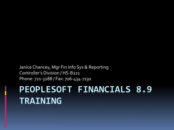PeopleSoft Financials 8.9 Training