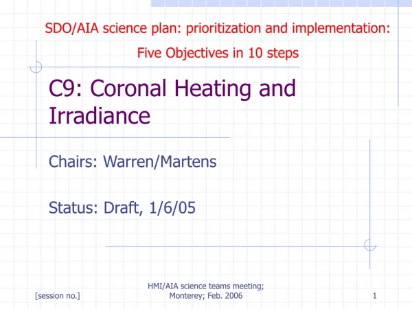 C9: Coronal Heating and Irradiance