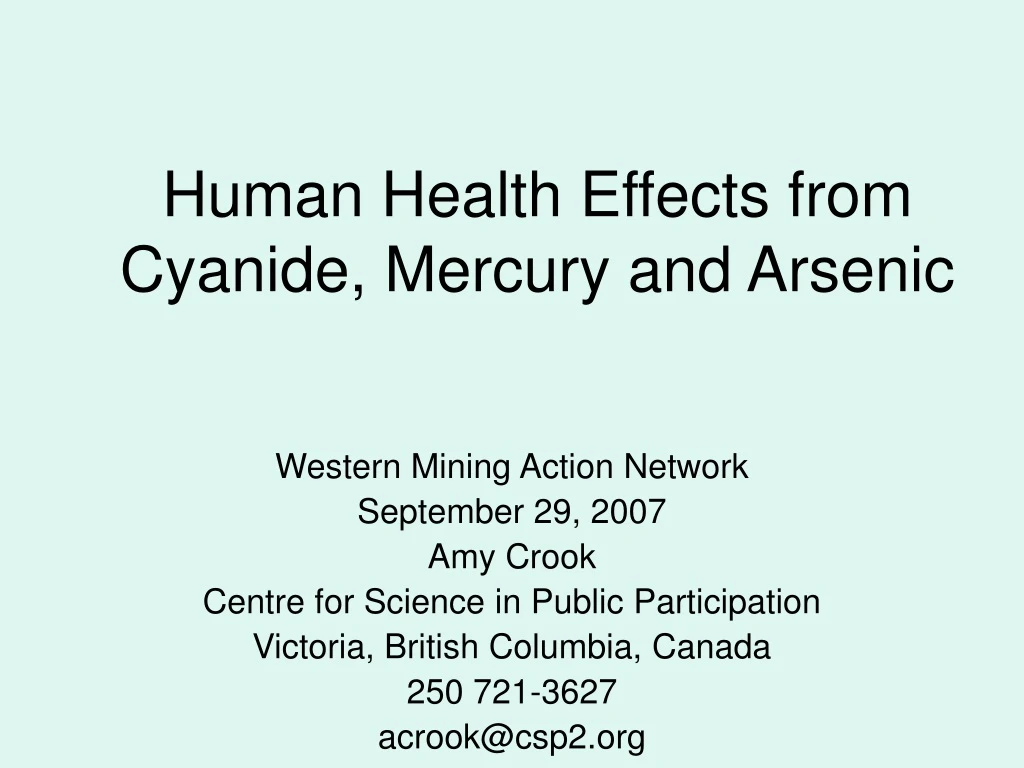 human health effects from cyanide mercury and arsenic