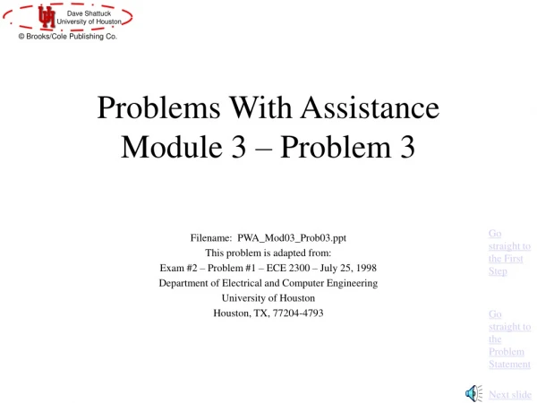 Problems With Assistance Module 3 – Problem 3