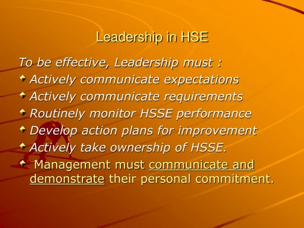 Leadership in HSE
