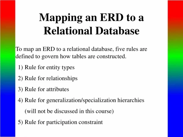 Mapping an ERD to a Relational Database