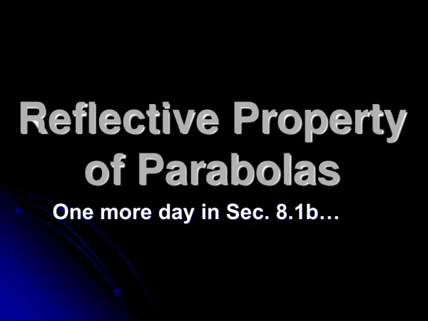 Reflective Property of Parabolas