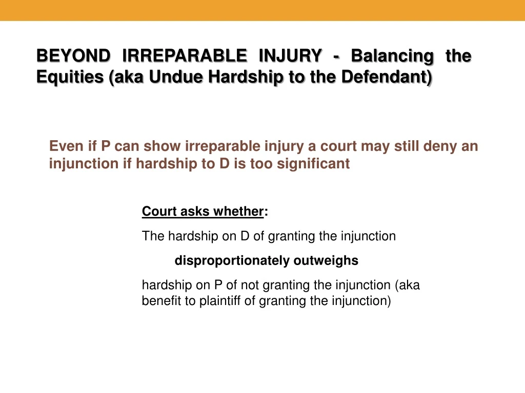 beyond irreparable injury balancing the equities