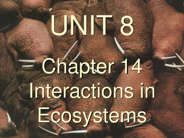 UNIT 8  Chapter 14                  Interactions in Ecosystems