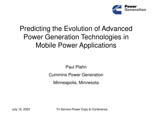 Predicting the Evolution of Advanced Power Generation Technologies in Mobile Power Applications