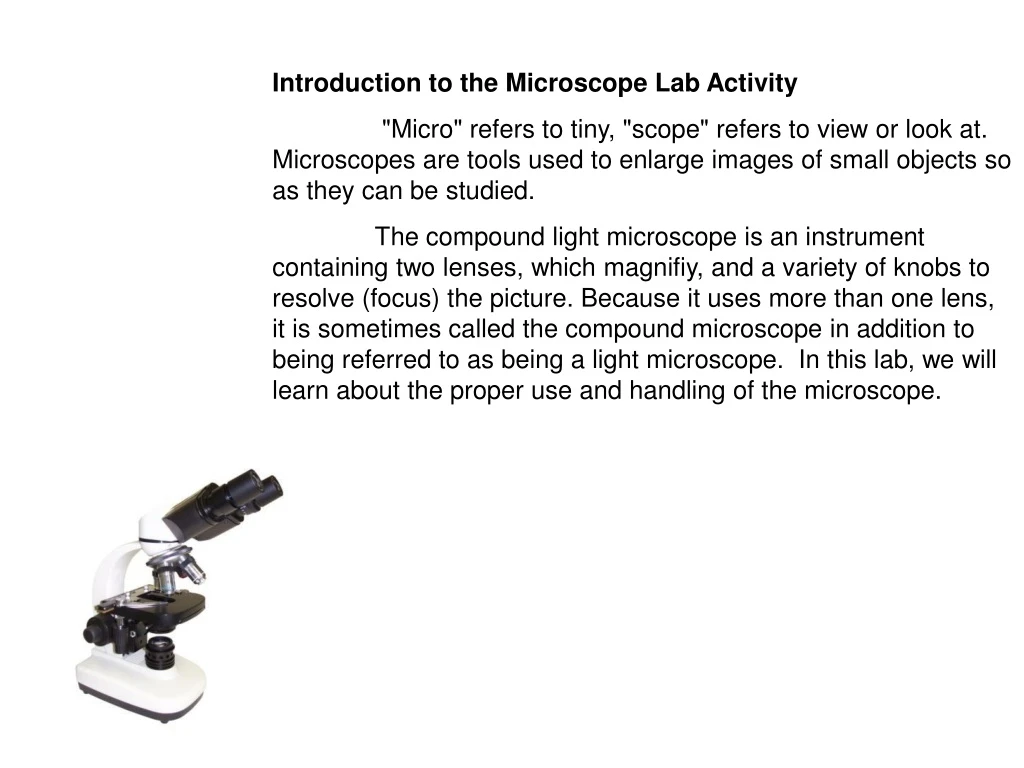 introduction to the microscope lab activity micro