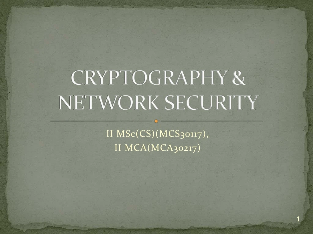 cryptography network security