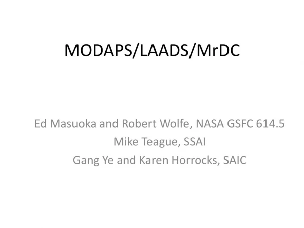 MODAPS/LAADS/MrDC