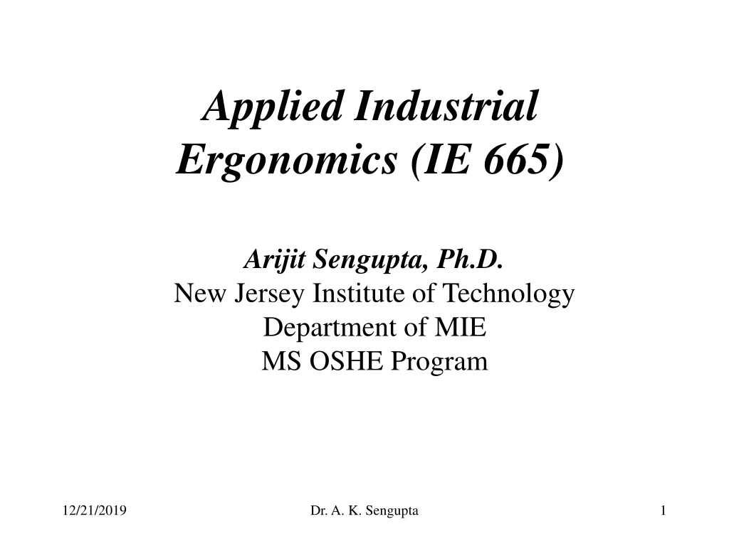 applied industrial ergonomics ie 665