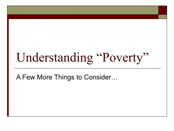 Understanding “Poverty”