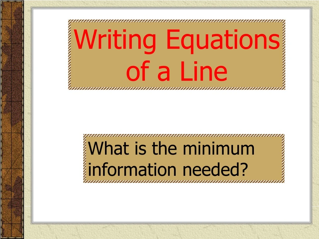 writing equations of a line