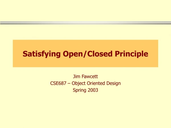 Satisfying Open/Closed Principle