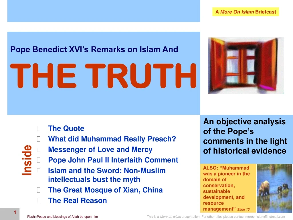 pope benedict xvi s remarks on islam and the truth