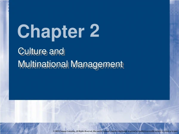 Culture and  Multinational Management