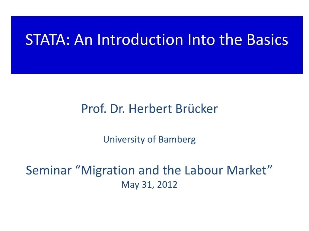 stata an introduction into the basics