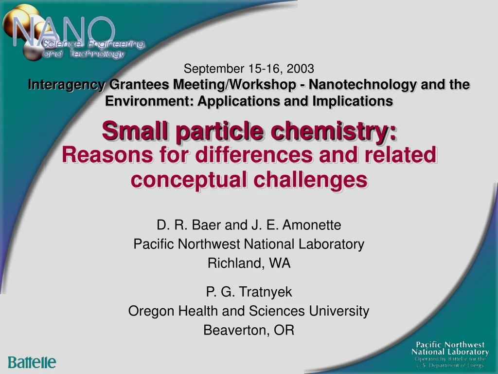 small particle chemistry reasons for differences and related conceptual challenges