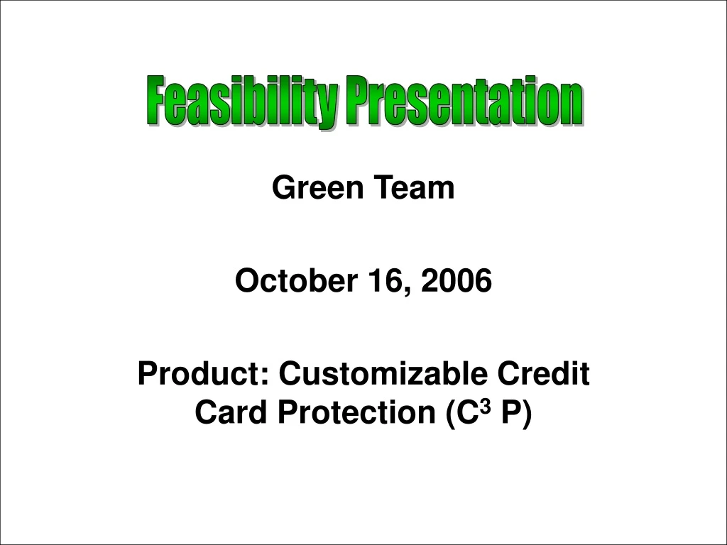 green team october 16 2006 product customizable credit card protection c 3 p