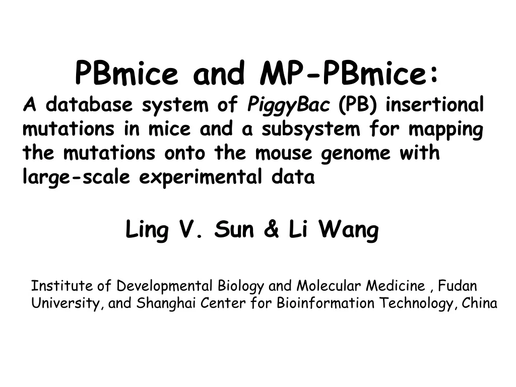 pbmice and mp pbmice a database system