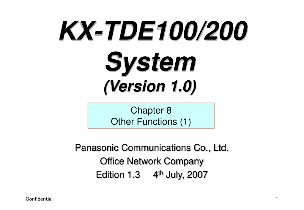 panasonic communications co ltd office network company edition 1 3 4 th july 2007