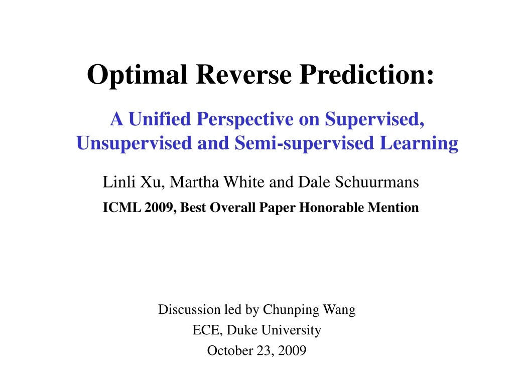 optimal reverse prediction