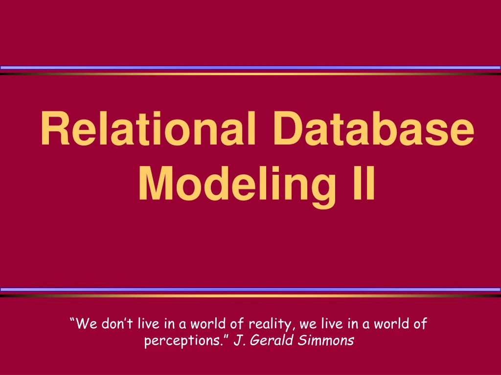 relational database modeling ii