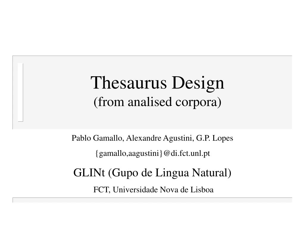 thesaurus design from analised corpora