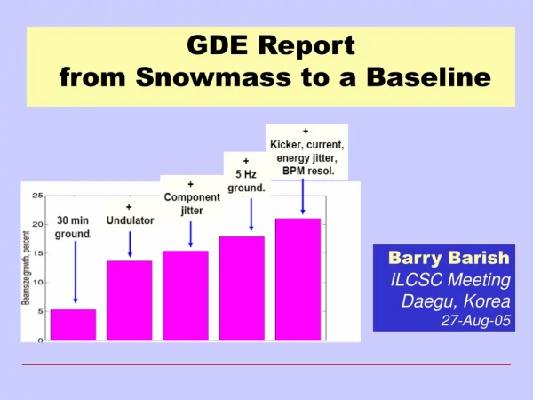 GDE Report   from Snowmass to a Baseline