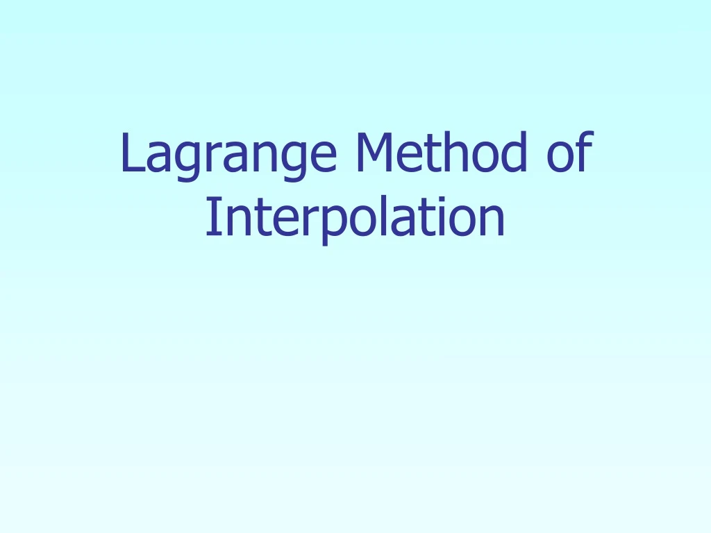 lagrange method of interpolation