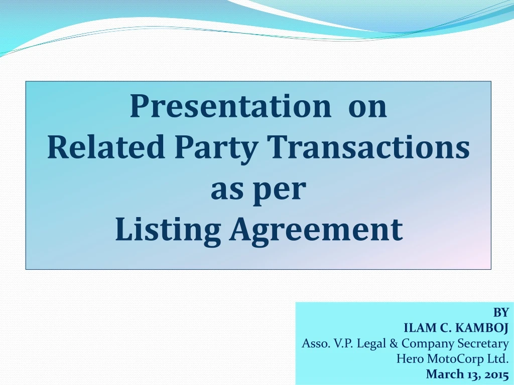 presentation on related party transactions