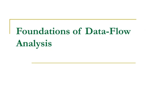 Foundations of Data-Flow Analysis