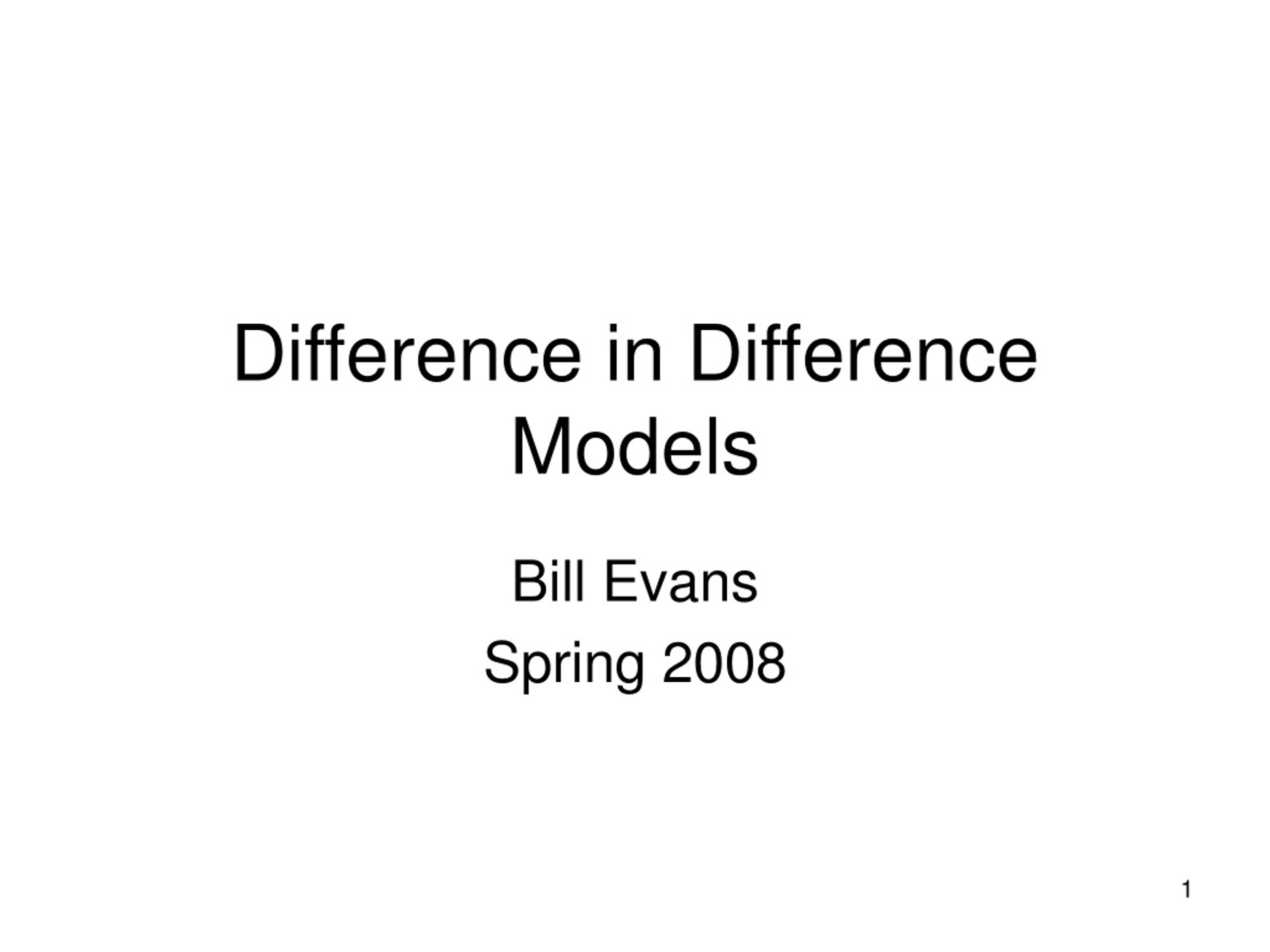 Difference in Difference Models - slide 1
