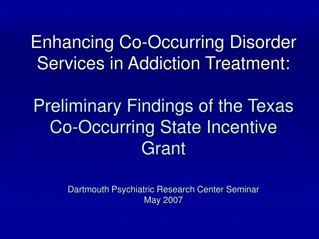 enhancing co occurring disorder services