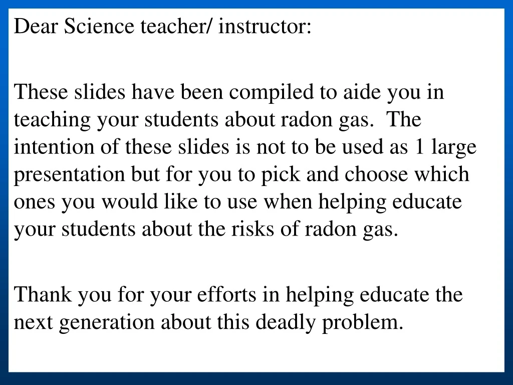 dear science teacher instructor these slides have
