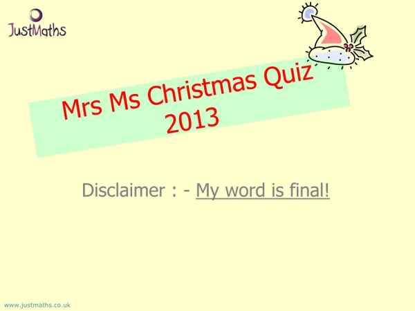 Mrs Ms Christmas Quiz 2013