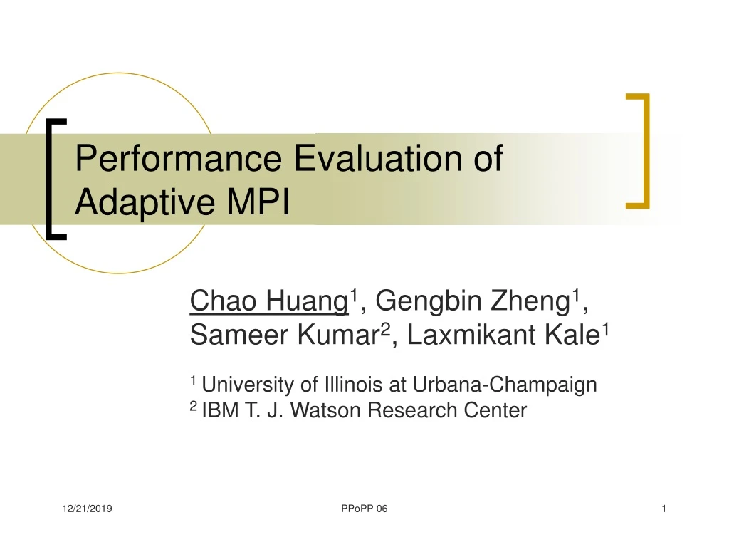 performance evaluation of adaptive mpi