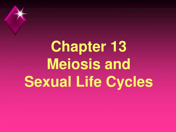 Chapter 13 Meiosis and Sexual Life Cycles