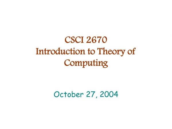 CSCI 2670 Introduction to Theory of Computing