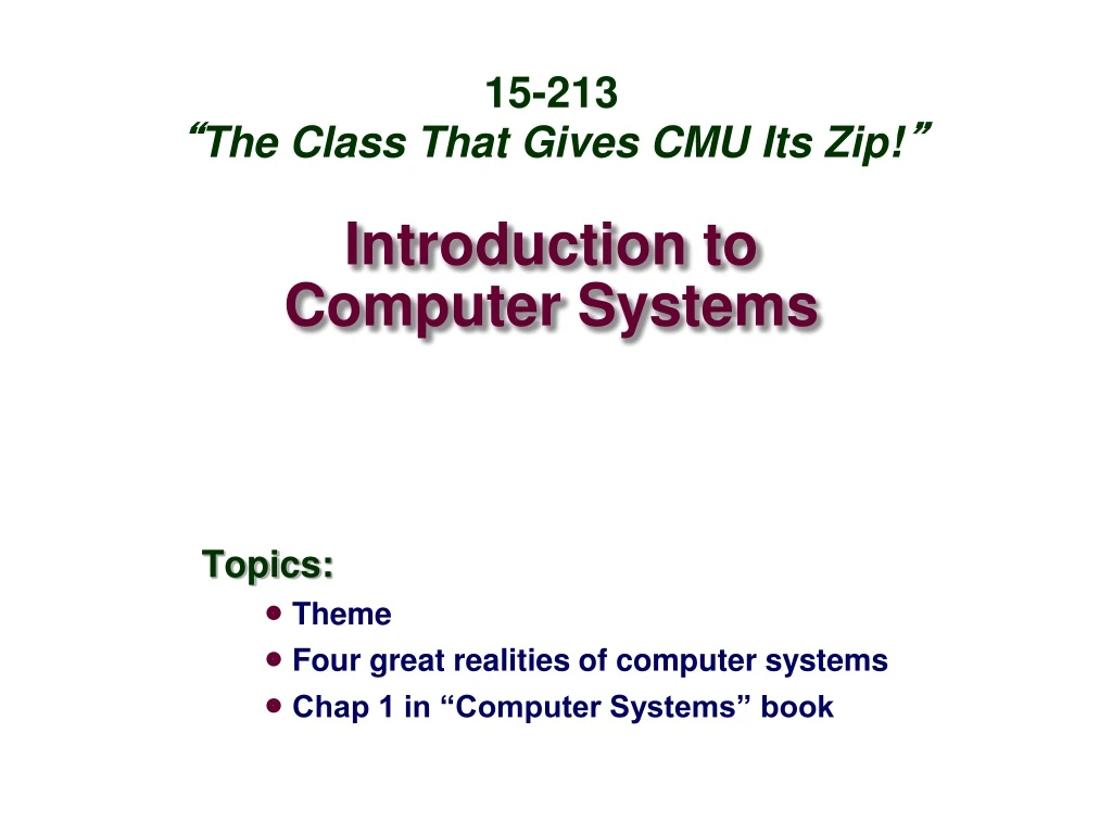 introduction to computer systems