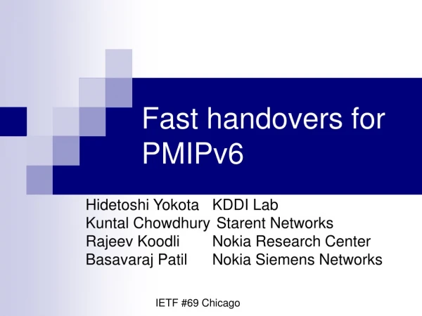 Fast handovers for PMIPv6