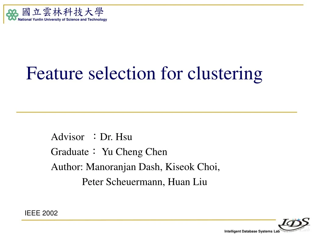 feature selection for clustering