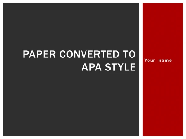 Paper converted to APA Style